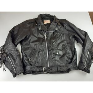 VTG EXCELLED BLACK MOTORCYLE JACKET MENS SZ 40 T